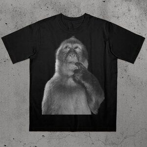 Thinking Monkey Graphic T-Shirt | Funny Primate Tee | Deep Thought Monkey Shirt